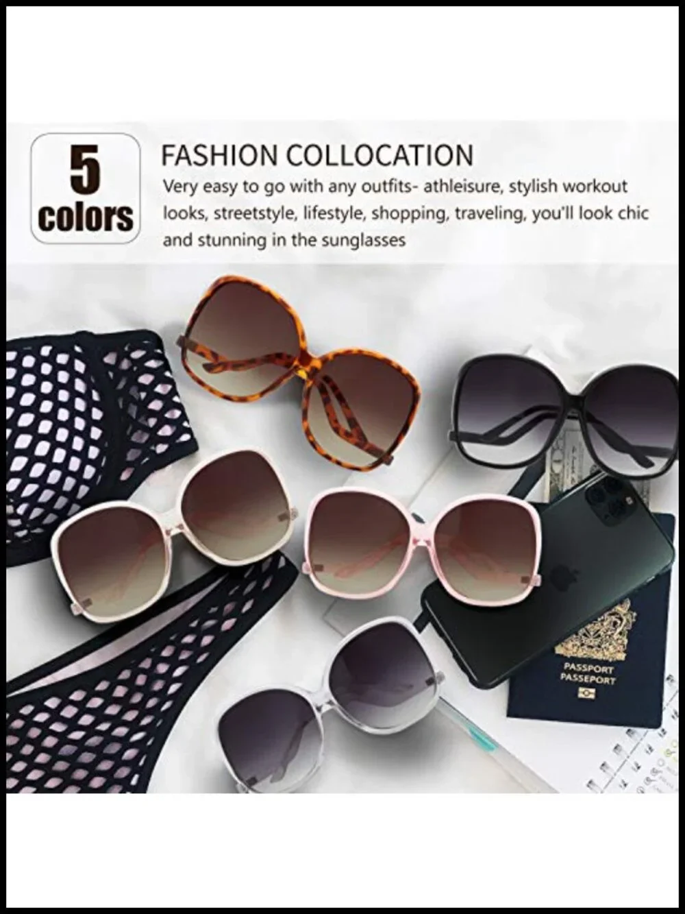 Oversized Hybrid Cat Eye Sunglasses UV Protection Gift Box